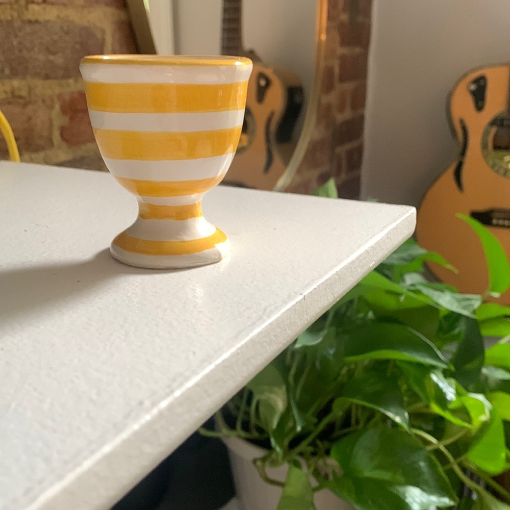 Yellow ceramic egg cup